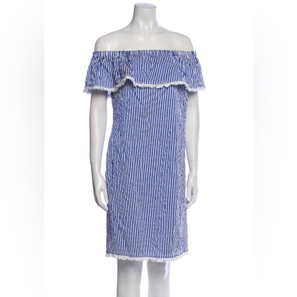 Sail to Sable Large off the Shoulder Striped Mini Dress